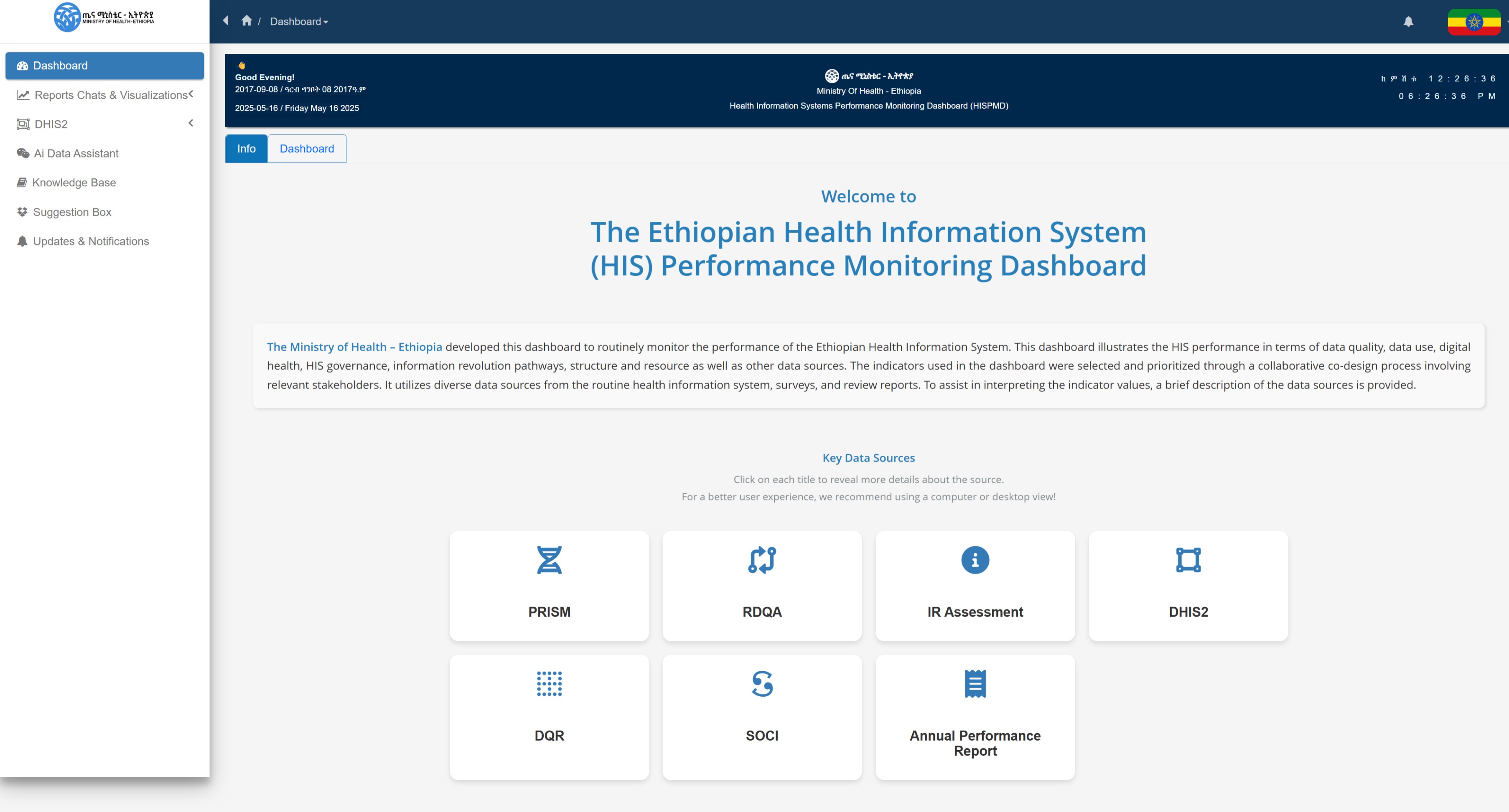 dashboard landing page