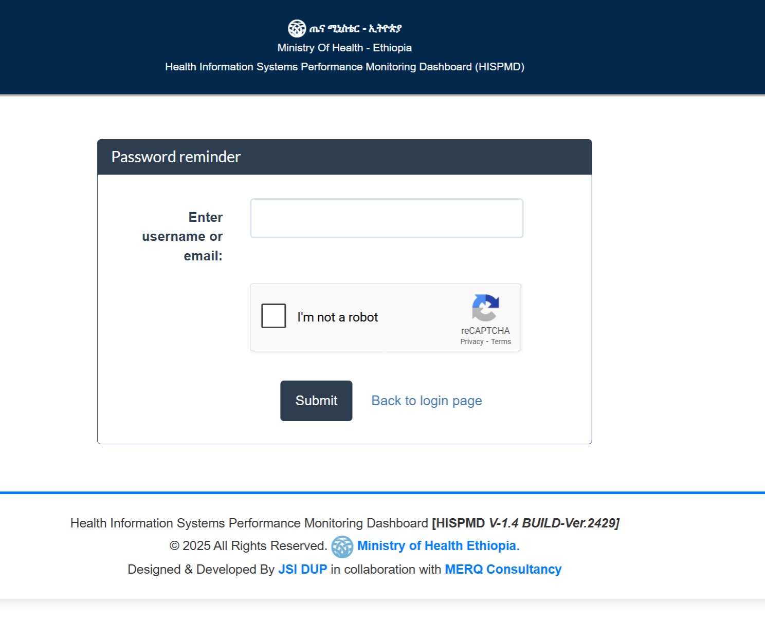 forgot password page